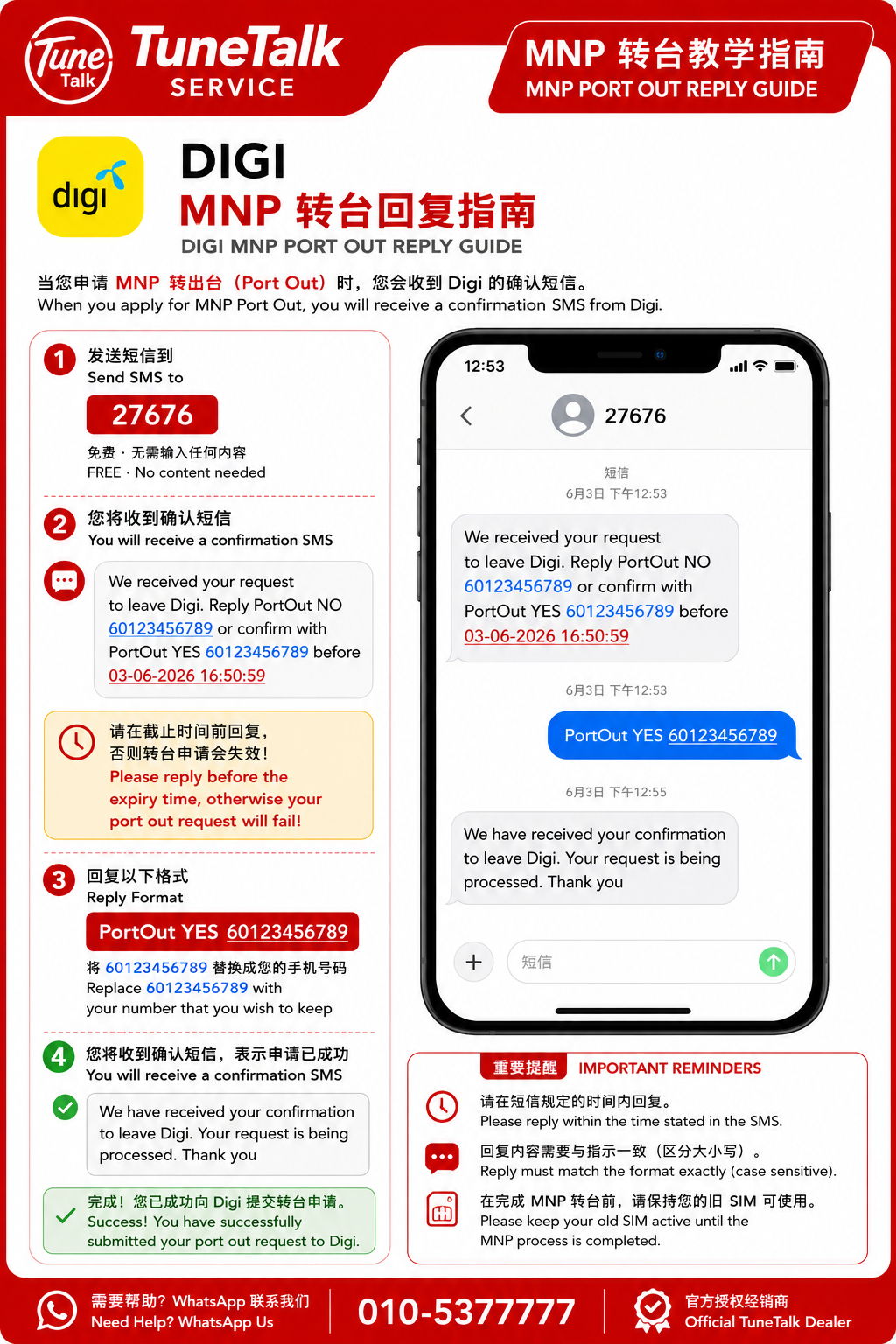 Digi MNP reply guide