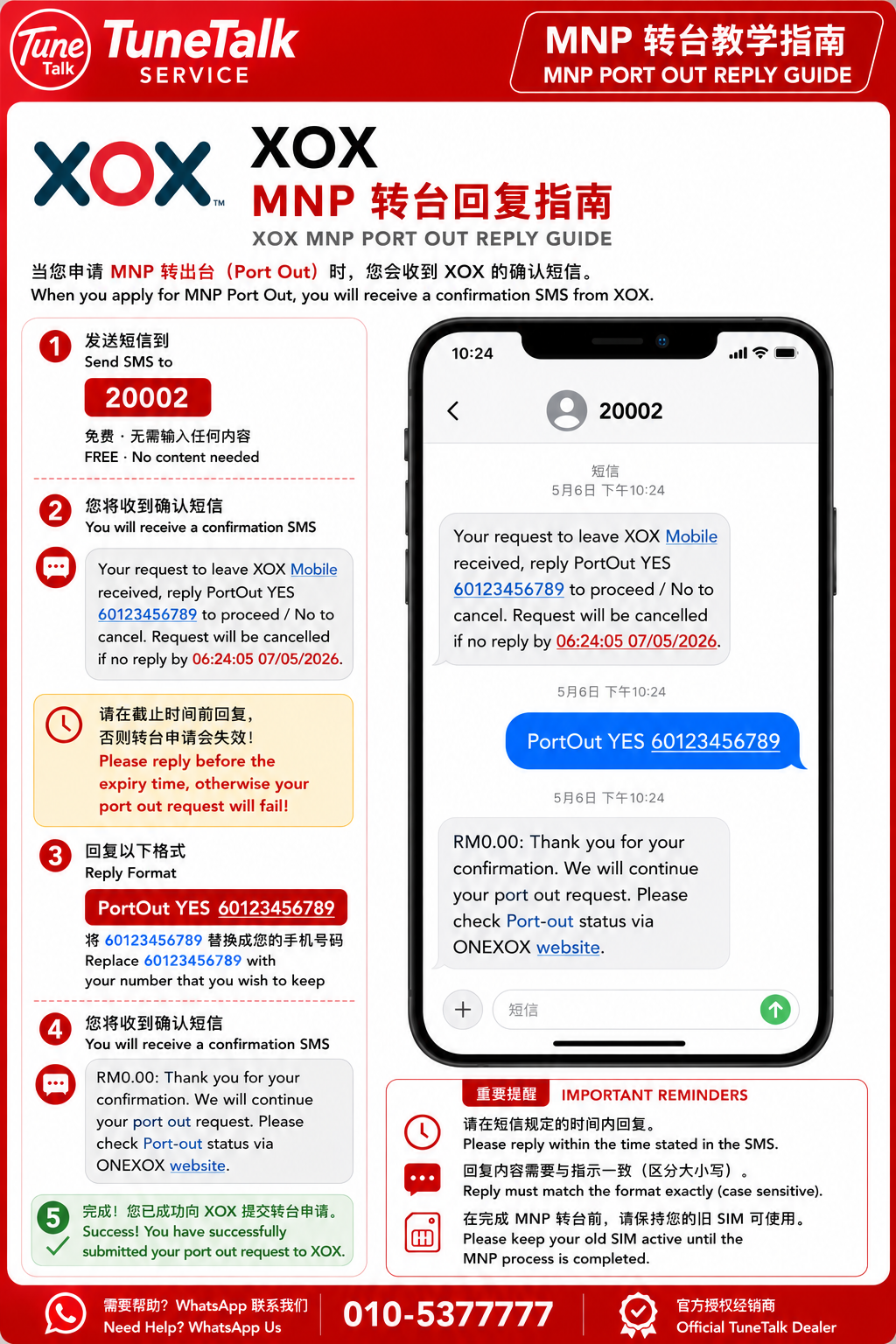 XOX MNP reply guide